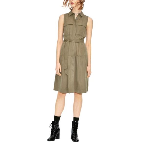Maison Jules Plus Size Olive Green Utility-Pocket Shirt Dress Size XXL - Picture 1 of 12